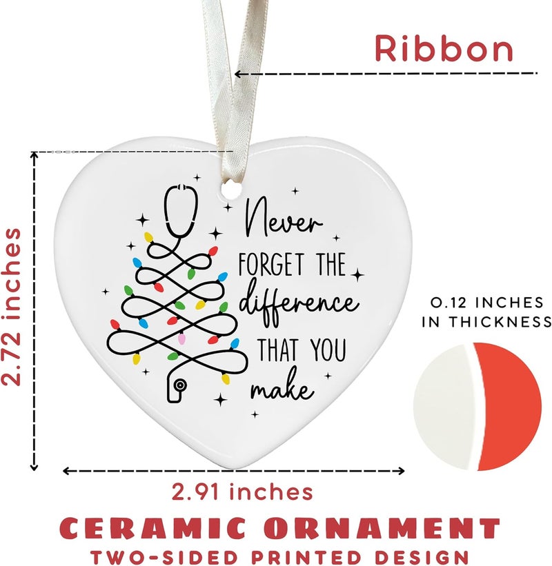 TEEBIM Nurse Ornament - Nurse Ornaments for Christmas Tree - Gifts for Nurses Female - Nurses Preceptor Practitioner Nicu RN Gifts for Women - Nursing Ornaments for Tree - Ceramic Ornament 2025 - Image 2